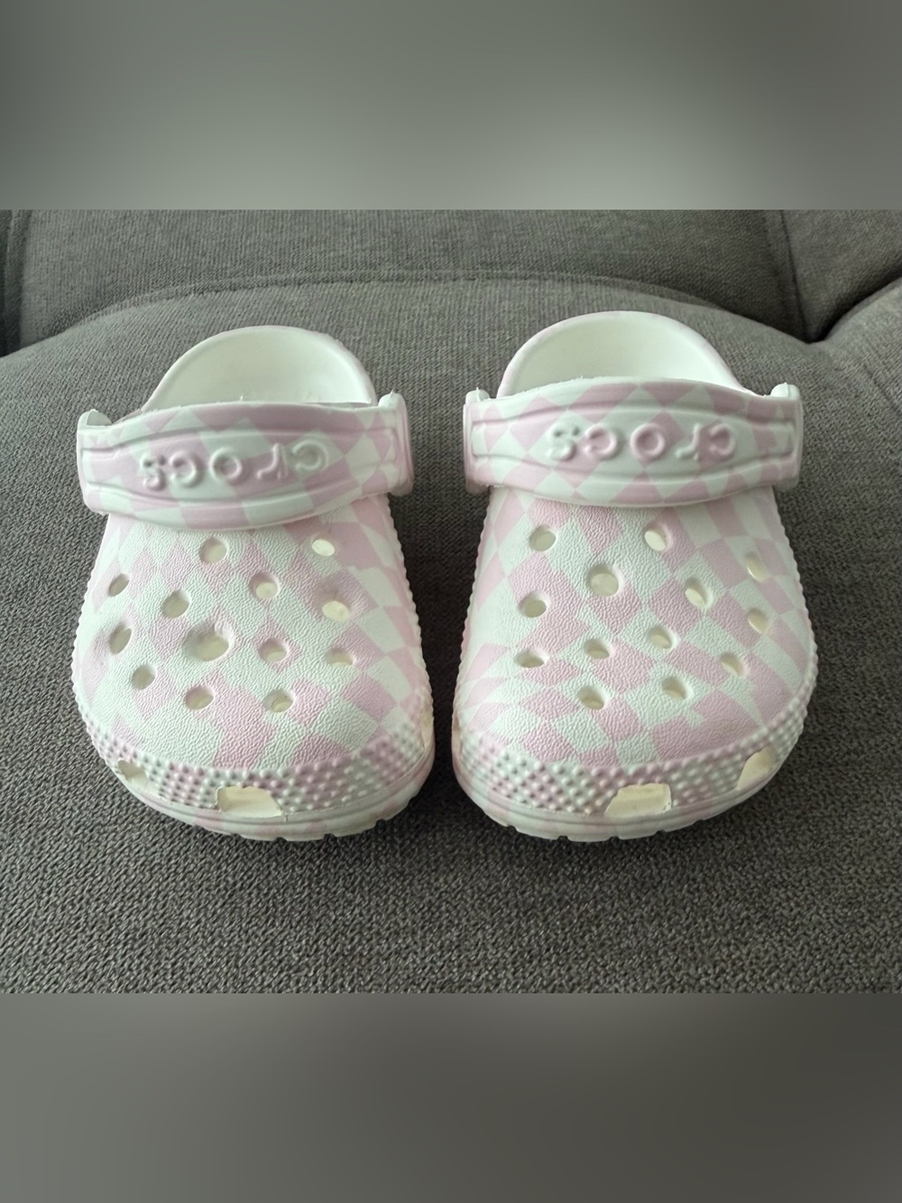 Crocs Classic Warped Checker Clog - Baby  White / Pink